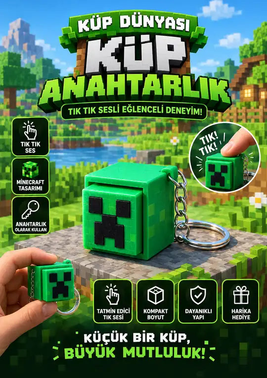 Tık Tık Sesli Creeper Anahtarlık